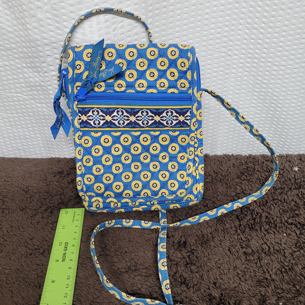 Vera Bradley Riviera Blue Quilted Cotton Crossbody Bag Small Travel Purse